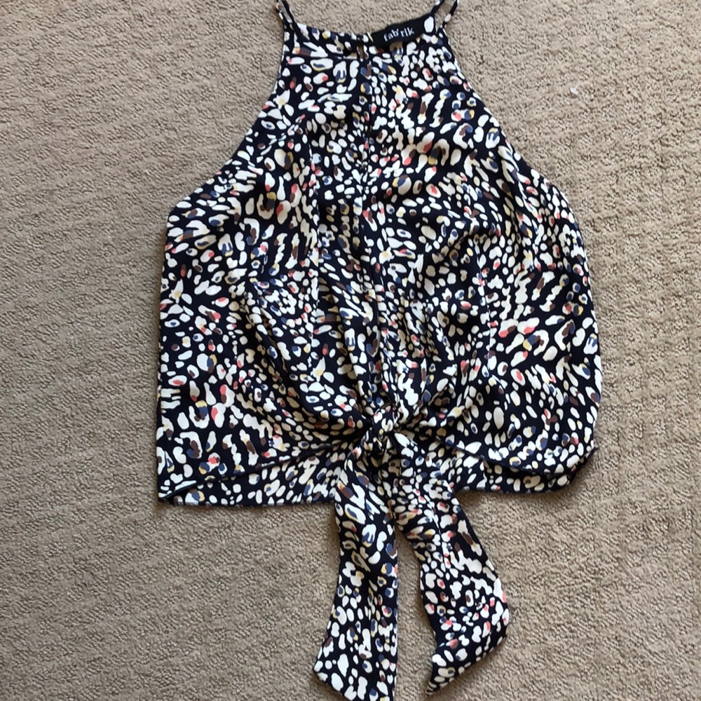 Fabrik Dark Blue Tie Top